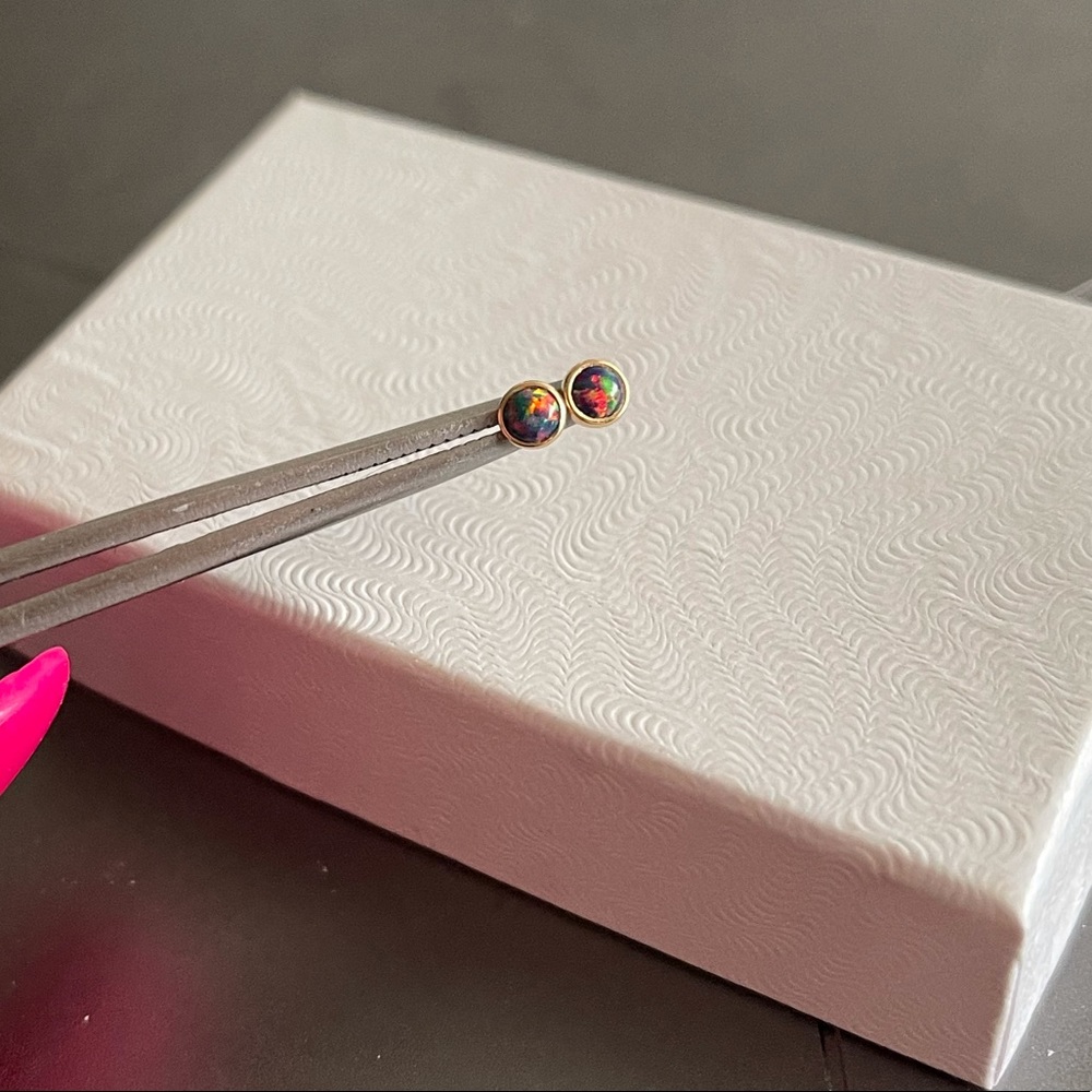 PAIR of BVLA 3mm black opal threaless ends